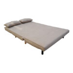 Josuane I sofa-bed two-seater beige fabric and natural wood leg 122x80x81cm - Image 3