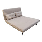 Josuane I sofa-bed two-seater beige fabric and natural wood leg 122x80x81cm - Image 4