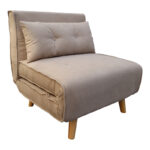 Josuane I armachair-bed beige fabric and natural wood leg 77x80x81cm