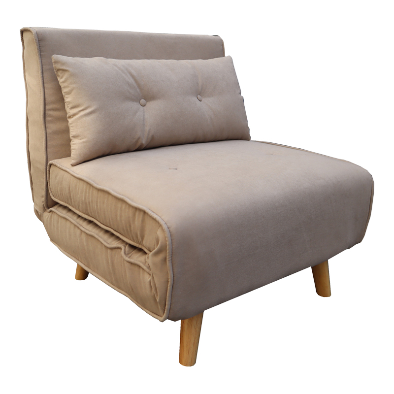 035-000114 Josuane I armachair-bed beige fabric and natural wood leg 77x80x81cm - Слика 1