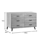 Adrenile mdf chest of drawers in natural shade and black metal leg 120x40x74cm - Image 2