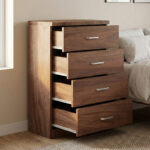 Chest of 4 drawers Killian walnut 80x40x80cm - Image 2