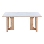 Dining table Benqui sintered stone-mdf in marble white color - natural color base 160x90x75cm - Image 2