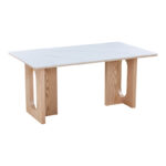 Dining table Benqui sintered stone-mdf in marble white color - natural color base 160x90x75cm