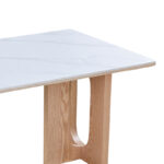 Dining table Benqui sintered stone-mdf in marble white color - natural color base 160x90x75cm - Image 4