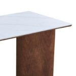 Dining table Versy sintered stone-mdf in marble white color - walnut base 160x90x75cm - Image 4