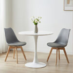 Dining table Balou I sintered stone-mdf in marble white color D70x74cm - Image 2