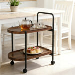 Wheelbarrow side table Whelea mdf-metal in walnut-black color 40x60x69cm