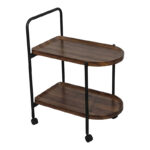 Wheelbarrow side table Whelea mdf-metal in walnut-black color 40x60x69cm - Image 4