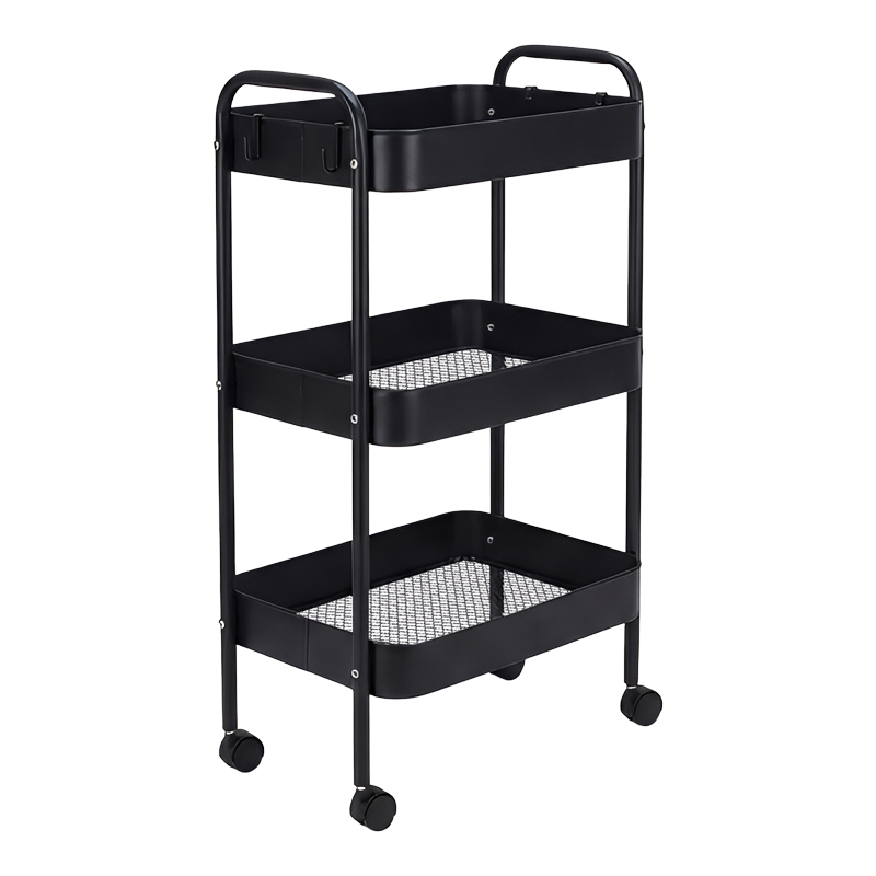 072-000181 3-tier trolley Nedea black metal 41x30x77cm - Image 1