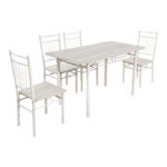Dining set Roza 5pcs sonoma mdf and metal white legs 120x65x75cm