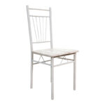 Dining set Roza 5pcs sonoma mdf and metal white legs 120x65x75cm - Image 3