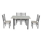 Dining set Roza 5pcs sonoma mdf and metal black legs 120x65x75cm - Image 2