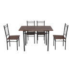 Dining set Roza 5pcs walnut mdf and metal black legs 110x60x75cm - Image 2