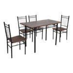 Dining set Roza 5pcs walnut mdf and metal black legs 110x60x75cm