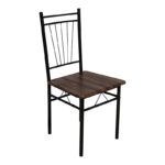 Dining set Roza 5pcs walnut mdf and metal black legs 110x60x75cm - Image 3