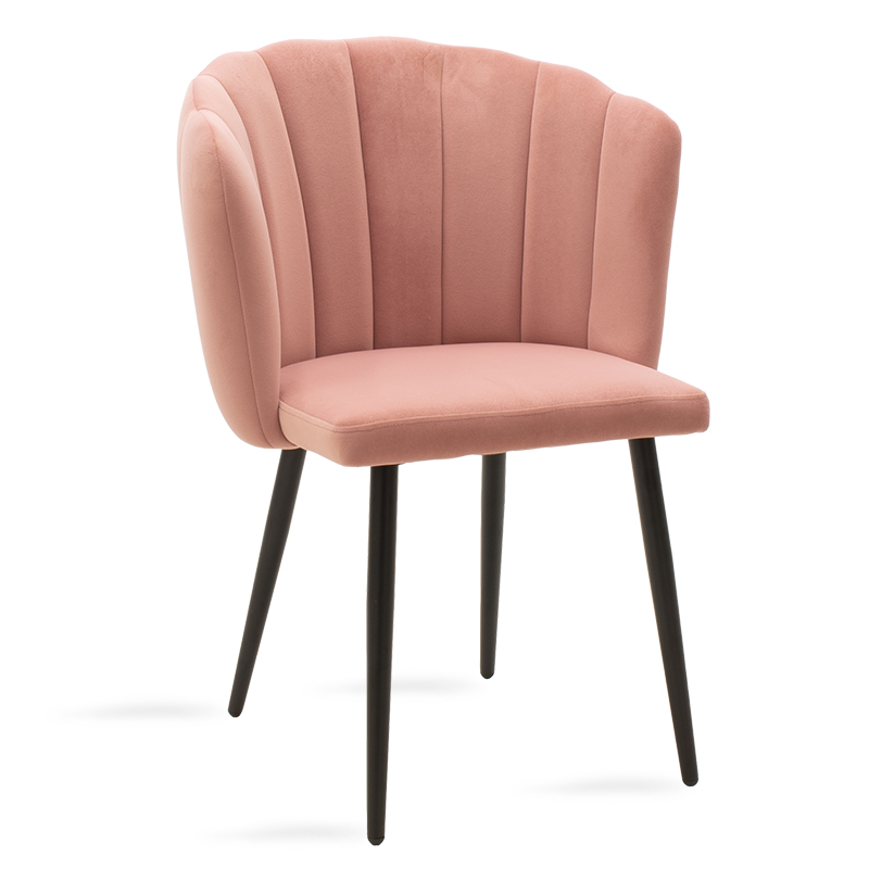 101-000011 Chair Esme metal black legs - velvet in pink color - Image 1