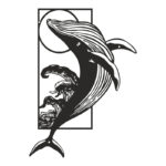 Wall deco Whale black metal 38x0.15x50cm