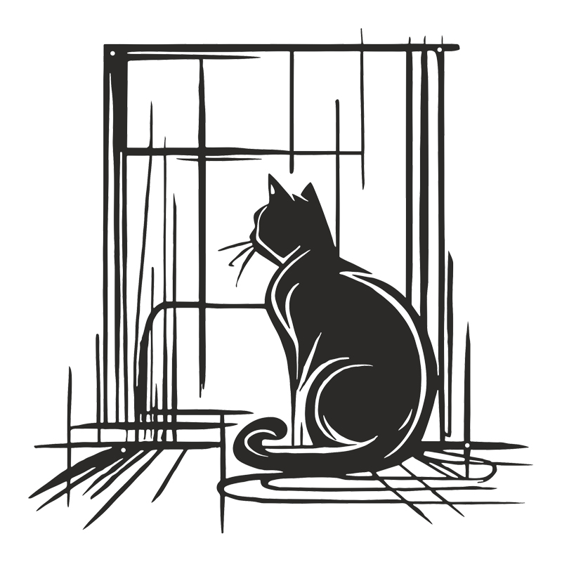 120-000637 Wall deco Caten black metal 50x0.15x50cm - Image 1