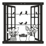 Wall deco Windo black metal 50x0.15x50cm
