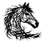 Wall deco Horsy black metal 60x0.15x60cm