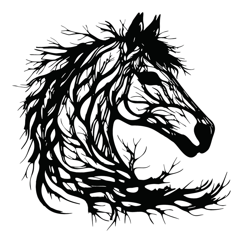 120-000652 Wall deco Horsy black metal 60x0.15x60cm - Image 1