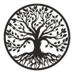 Wall deco Treelife black metal D80x0.15cm