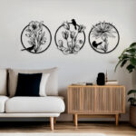 Wall deco Renka set of 3 pieces black metal D30x0.15cm - Image 2