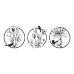 Wall deco Renka set of 3 pieces black metal D30x0.15cm