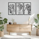 Wall deco Witho set of 3 pieces black metal 30x0.15x50cm - Image 2