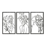 Wall deco Witho set of 3 pieces black metal 30x0.15x50cm