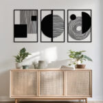 Wall deco Harimia set of 3 pieces black metal 37x0.15x50cm - Image 2