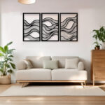 Wall deco Ocena set of 3 pieces black metal 30x0.15x50cm - Image 2