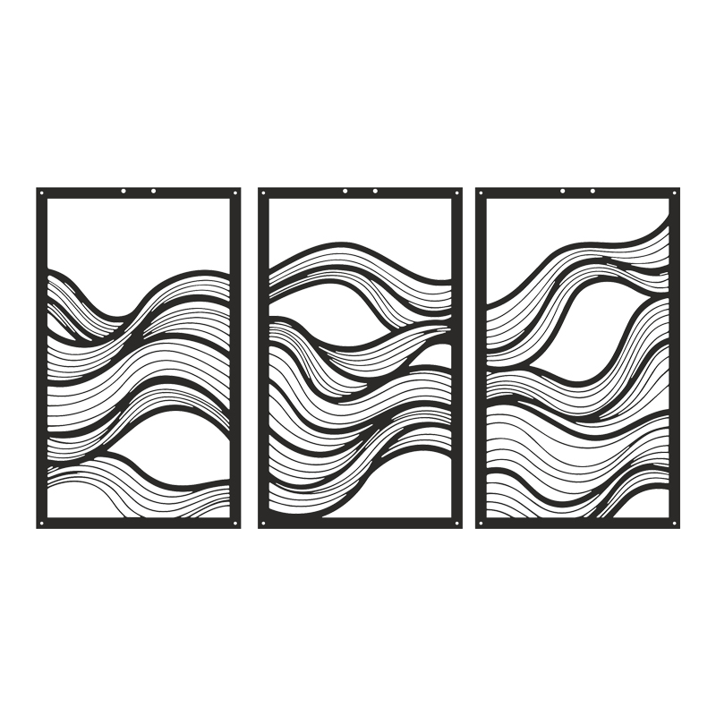 120-000662 Wall deco Ocena set of 3 pieces black metal 30x0.15x50cm - Image 1