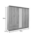 Wardrobe Olympus with 5 doors and drawers+mirror in sonoma colour 198x57x183 - Image 6