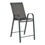 Bar stool medium height Calan metal-textilene in dark grey color 55x70x114cm