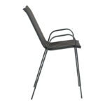 Bar stool medium height Calan metal-textilene in dark grey color 55x70x114cm - Image 3