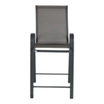 Bar stool medium height Calan metal-textilene in dark grey color 55x70x114cm - Image 4