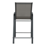 Bar stool medium height Calan metal-textilene in dark grey color 55x70x114cm - Image 5