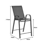 Bar stool medium height Calan dark brown metal-textilene in brown color 55x70x114cm - Image 2