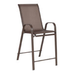 Bar stool medium height Calan dark brown metal-textilene in brown color 55x70x114cm