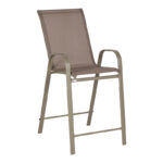 Bar stool medium height Calan champagne metal-textilene in light brown color 55x70x114cm