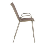 Bar stool medium height Calan champagne metal-textilene in light brown color 55x70x114cm - Image 3