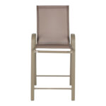 Bar stool medium height Calan champagne metal-textilene in light brown color 55x70x114cm - Image 4