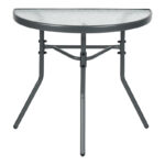 Semi-circled table Bion glass-metal in dark grey color 70x40x65cm - Image 2