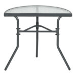 Semi-circled table Bion glass-metal in dark grey color 70x40x65cm - Image 3