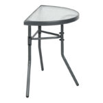 Semi-circled table Bion glass-metal in dark grey color 70x40x65cm - Image 4