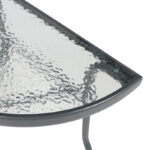 Semi-circled table Bion glass-metal in dark grey color 70x40x65cm - Image 5