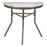 Semi-circled table Bion glass-metal in brown color 70x40x65cm - Image 2