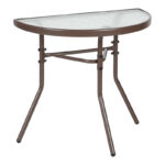 Semi-circled table Bion glass-metal in brown color 70x40x65cm